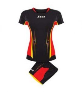 Zeus Tuono Fekete-piros-sárga-női-kézilabda-röplabda-mez-szett