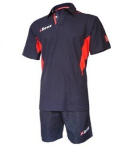 Zeus focus-kék-piros-pamut-galléros-póló-szett